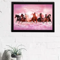eCraftIndia Multicoloured 7 Lucky Running Horses Satin Matt Texture UV Wall Art image 1