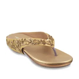Metro Women's Antique Gold Thong Wedges-picture-15