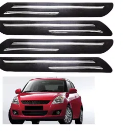 SCA Rubber Car Side Bumper Protector Guard with Double Chrome Strip for Maruti Suzuki Swift 2012 to 2015 Model Black (Set of 4)-picture-33