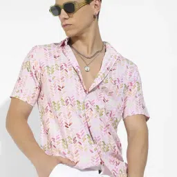 Campus Sutra Pink Regular Fit Printed Shirt-picture-24
