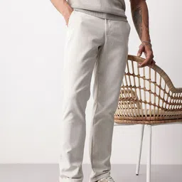 Mast & Harbour Smart Men Mid-Rise Regular Fit Linen Trousers-picture-11