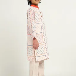 Somersault Boys Embroidered Regular Thread Work Pure Cotton Kurta with Trousers image 3