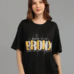 ETC Women Typography Printed Round Neck Oversized T-shirt-picture-29