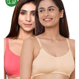 Inner Sense Organic Cotton Pack Of 2 Solid Antimicrobial Soft Feeding Bras - Multi Colour-image-98