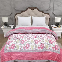 JAIPUR FABRIC Pink & White Floral Heavy Winter 300 GSM Comforter image 3
