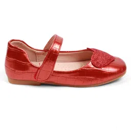 Cute Walk by Babyhug Velcro Closure Ballerina With Heart Applique - Red image 3