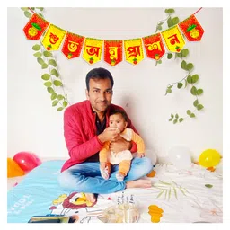 Zyozi Bengali Annaprasanam Banner  Annaprashan Decoration Items Red & Golden - Pack Of  1 image 4