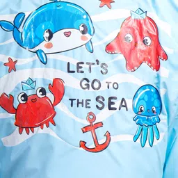 Babyhug Full Sleeves Below Knee Length Raincoat With Fish Print - Light Blue image 4