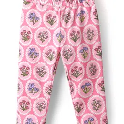 Babyoye 100% Cotton Interlock Knit Full Sleeves Top & Pant Set With Eco Jiva Finish & Floral Print - Pink image 4