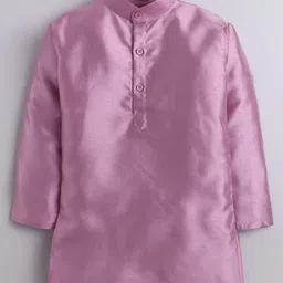 BT DEZINES Cotton Silk Woven Full Sleeves Solid Kurta & Pyjama With Thread Work Embroidered Jacket Set - Lilac image 5