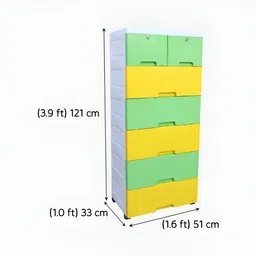 The Tickle Toe Kids Yellow & Green Durable & Eco-Friendly 7-Drawer Storage Chest-image-91