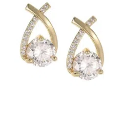 PolluxCraft Korean Gold-Plated Artificial Stones Studded Teardrop Shaped Studs image 4