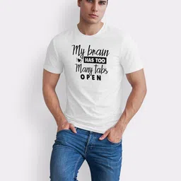 Seekbuylove Typography Printed Round Neck Short Sleeves Regular Fit Cotton T-shirt image 2