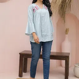 Peachmode Women Blue Tops image 5