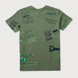 Gini & Jony Boys Green Cotton T-Shirt image 2