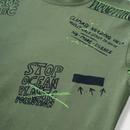 Gini & Jony Boys Green Cotton T-Shirt image 3