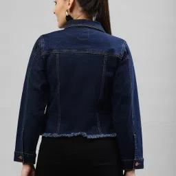 KASSUALLY Dark Blue Cotton Relaxed Fit Denim Jacket image 2