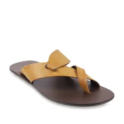 Metro Men's Yellow Cross Strap Sandals image 1