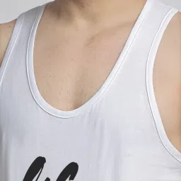 Friskers White Cotton Slim Fit Printed Vest image 4