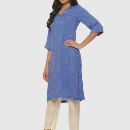 Biba Blue Printed A Line Kurta image 4