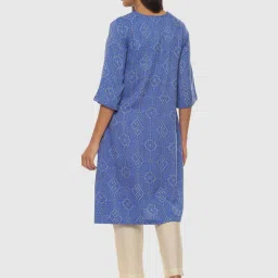 Biba Blue Printed A Line Kurta image 2