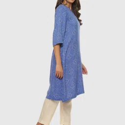 Biba Blue Printed A Line Kurta image 5