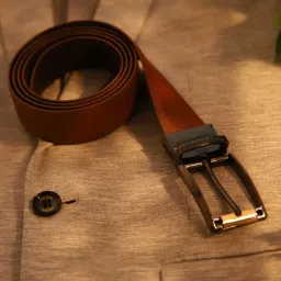 Louis Philippe Brown Leather Textured Reversible Belt image 2