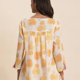 W White Cotton Floral Print Top image 2