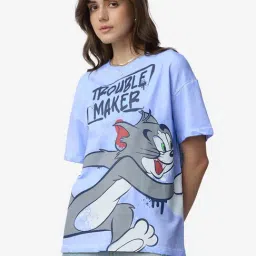 The Souled Store Blue Cotton Loose Fit Graphic T-Shirt-picture-27