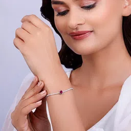 GIVA 92.5 Sterling Silver Circle of Red Adjustable Bracelet image 2