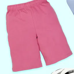 Kiddopanti Kids Boys Dusty Pink Cotton Knee Length Knit Printed Shorts image 2