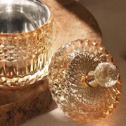 Pure Home and Living Gold Diamond Textured Glass Jar (Small) image 2