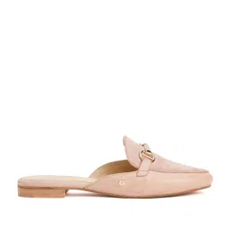 Peach Flores Women's Nude Mule Shoes image 2