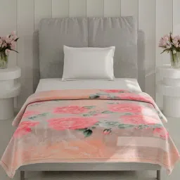 Monte Carlo Baby Pink Polyester Printed Single Bed Winter Blanket Lavish Plus 2 Ply Box Pack image 2