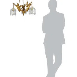 FOS LIGHTING Golden & Transparent Aluminium 3-In-1 Cherubs Chandelier With Glass Shade image 4