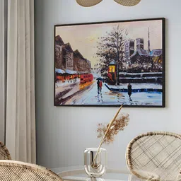 Eurotex Cream & Grey Canvas Abstract Wall Paintings image 2