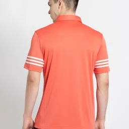 adidas Red Regular Fit Striped Golf Polo T-Shirt image 2