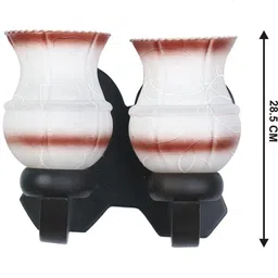 1ST TIME White & White Textured Wood Traditional Frustum Shaped Wall Lamp image 4