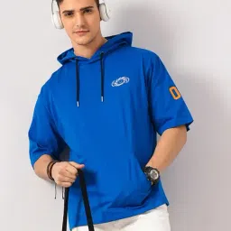 celio celio* x Mumbai Indians Dark Blue Graphic Print Oversized Hooded T-Shirt-picture-29