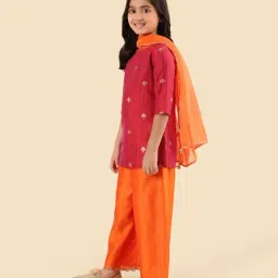 Fabindia Girls Wine Self Design Palazzo Set image 4