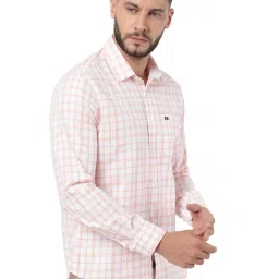 Ad By Arvind White Cotton Regular Fit Checks Shirt image 4