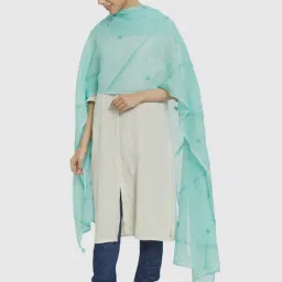 Fabindia Turquoise Embroidered Dupatta-picture-33
