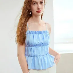 SELVIA Sky Blue Regular Fit Top-image-0