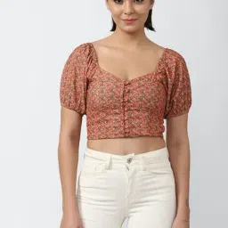 Forever 21 Peach Floral Print Crop Top-picture-20
