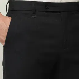 Ad By Arvind Black Regular Fit Self Pattern Trousers image 5
