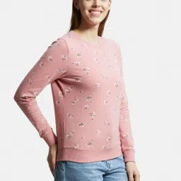 Jockey AW68 Women's Super Combed Cotton French Terry Printed Sweatshirt with Ribbed Cuffs image 2