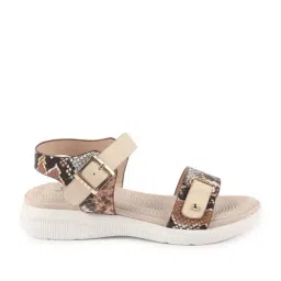 Carlton London Women's Beige Ankle Strap Sandals image 3