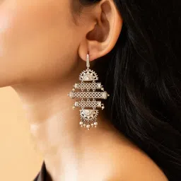 Shaya Rani Udaymati Srasta Step Earrings in Oxidised 925 Silver image 2