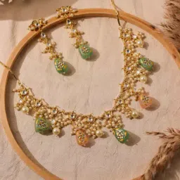 Curio Cottage Meira Pastel Hued Droplet Necklace & Earrings Set-image-4