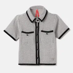 Blue Giraffe Girls Black Textured Shirt-image-74